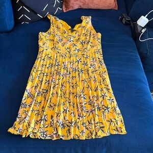 Banana Republic Yellow Floral Pleated Sundress